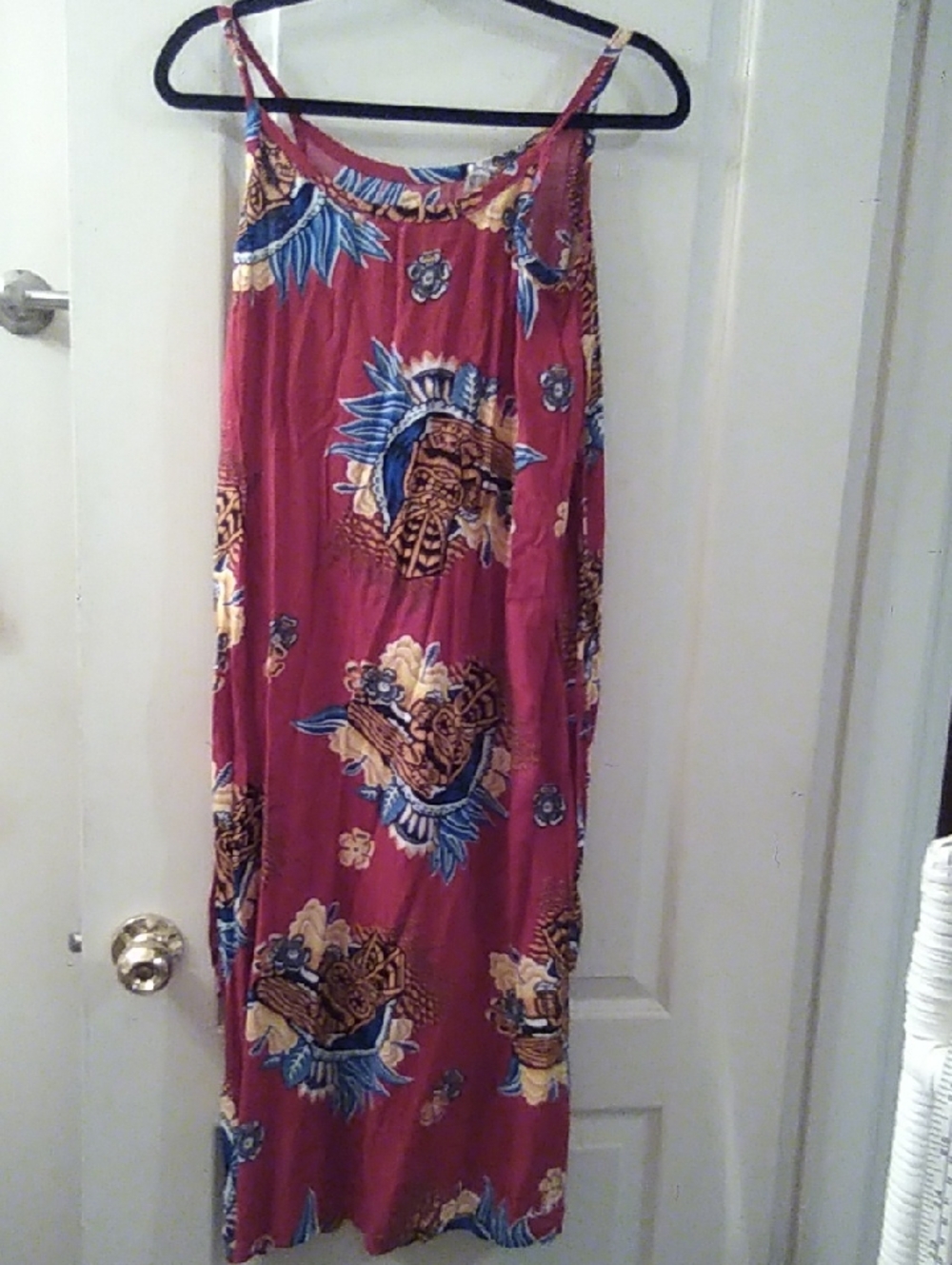 Women's Red Floral Maxi Skirt - Lightweight Summer Style